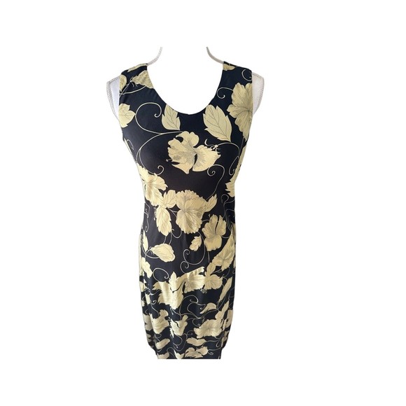 Tommy Bahama Black and Yellow Floral Maxi Dress Woman Size 8 - Picture 2 of 11